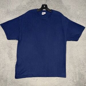 VTG Hanes Heavyweight T Shirt Men's Sz XL Navy Blue Blank Tee 90s